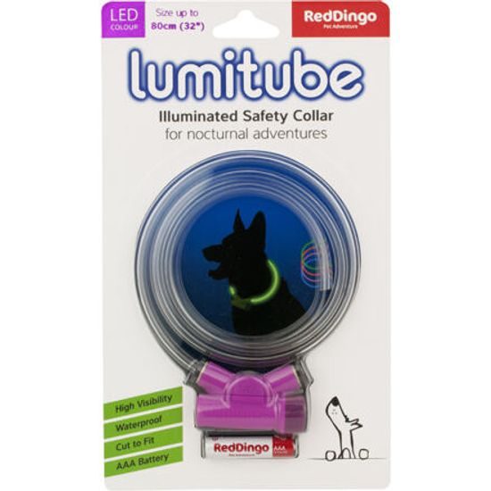 Red Dingo Obojek Lumitube S-L 15-80 cm fialový BEZ BATERIE