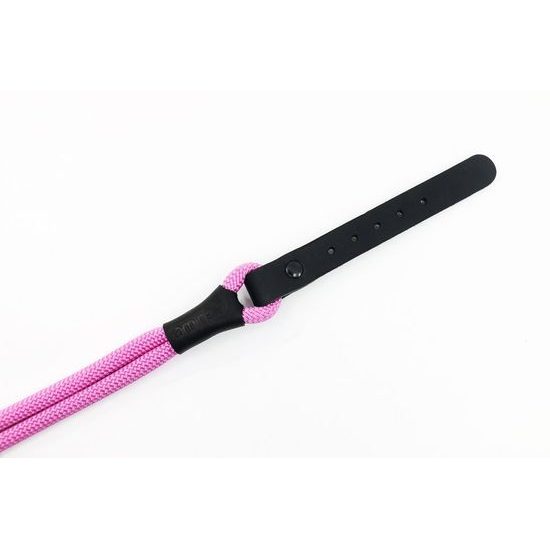 Aminela Obojek lano s kůží černé kování růžová