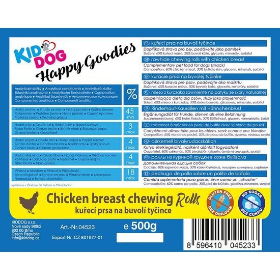 KidDog kuřecí prsa (lízátko) na buvolí tyčce 500 g