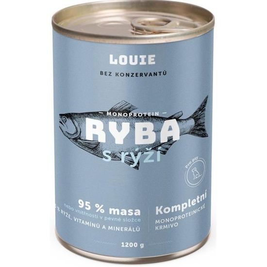 Louie konzerva pro psy ryba s rýží 1200 g