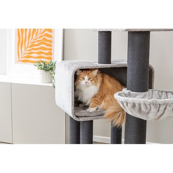 TRIXIE Škrabadlo RAFAEL XXL, 2 x jeskyně, hamaka, 156 cm, šedá