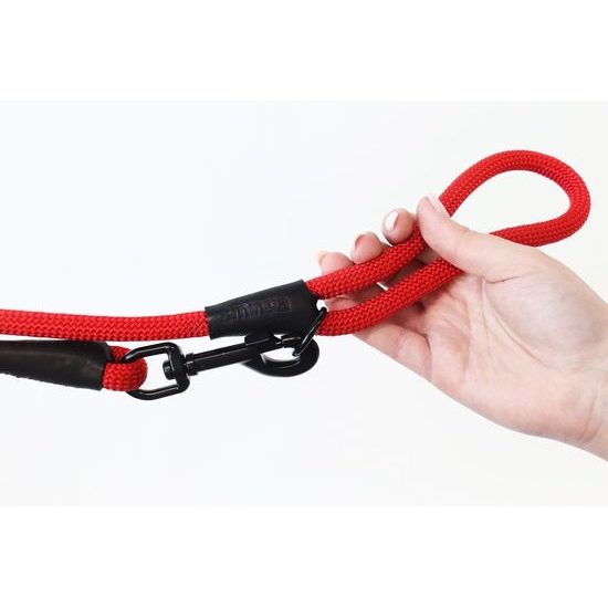 Aminela Vodítko lano s kůží černé kování červená