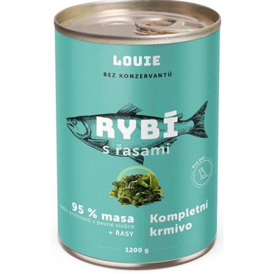 Louie konzerva pro psy rybí s řasami 1200 g