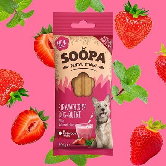 Soopa Pets Dentální tyčinky Soopa Jahodové Dog-Quiri 100 g