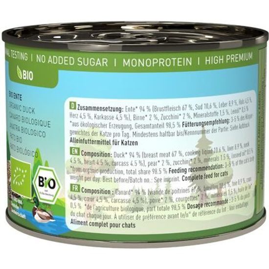 Catz finefood Konzerva CF Bio No.505 s kachním masem 200 g