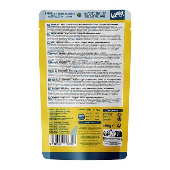 WOW Cat Kapsička Paté Kuře s krevetami Adult 125g