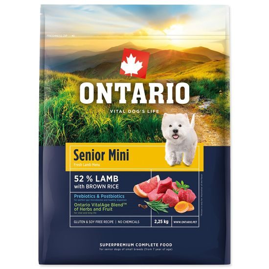Ontario Krmivo Senior Mini Lamb & Brown Rice 2,25kg