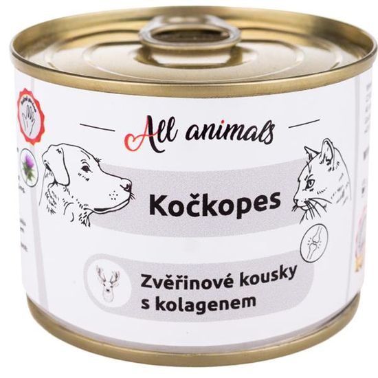 All Animals Kočkopes konzerva zvěřinové kousky s kolagenem 200g