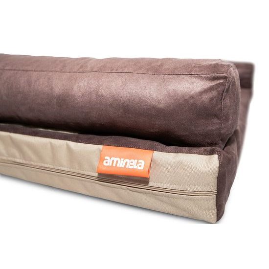 Aminela pelíšek s okrajem 80x60cm Half and Half hnědá/béžová