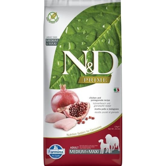 N&D PRIME Dog GF Chicken & Pomegranate Adult Medium & Maxi 12 kg