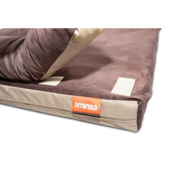 Aminela pelíšek s okrajem 80x60cm Half and Half hnědá/béžová