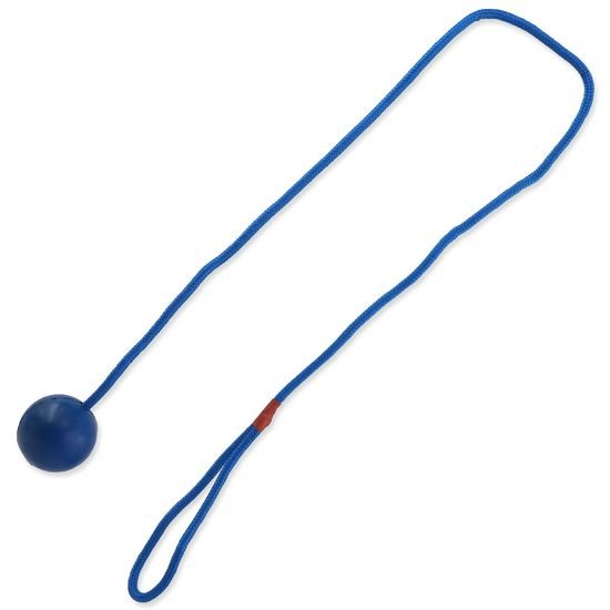 Dog fantasy Hračka míček gumový s provazem mix barev 5x100cm