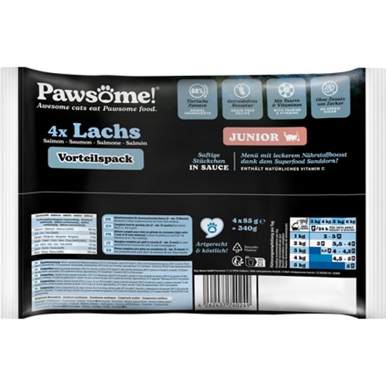 Pawsome! Junior s lososem Multipack 4x85 g