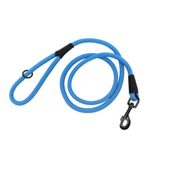 Aminela Vodítko lano s kůží černé kování modrá