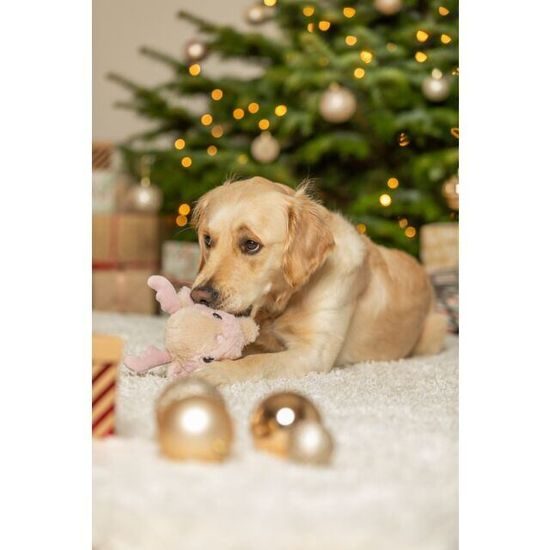 Trixie Vánoční sobík-kulička 18 cm se zvukem plyš krémová