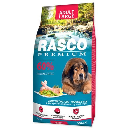 Rasco Premium Krmivo Adult Large kuře s rýží 15kg