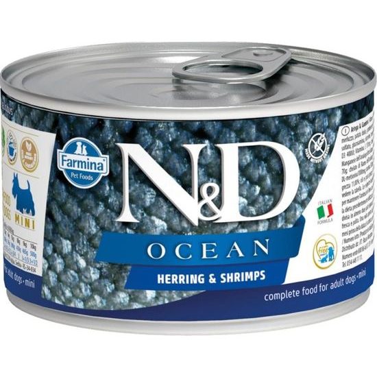 N&D OCEAN Dog konzerva Herring & Shrimp Mini 140 g