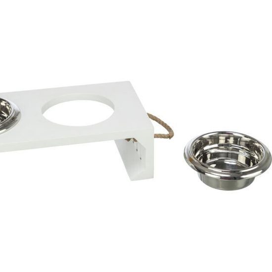 Trixie BE NORDIC bar s miskami 2x0,4 l/ø 14 cm MDF/nerez bílá