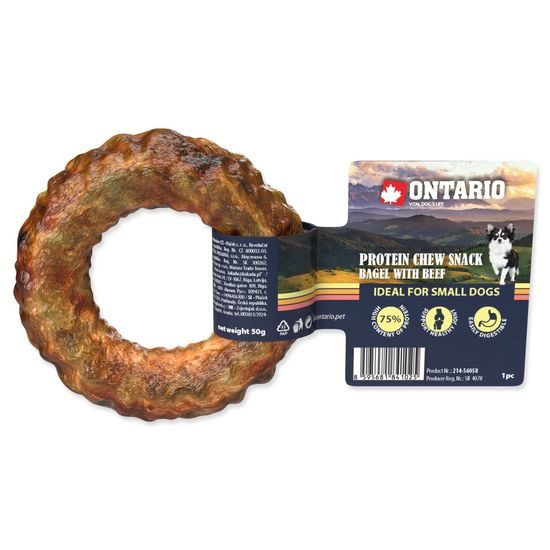 Ontario Pochoutka Protein hovězí, žvýkací bagel 8,9cm
