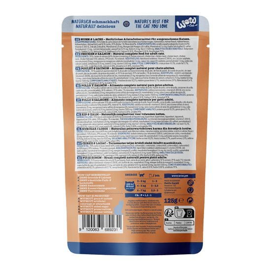 WOW Cat Kapsička Paté Kuře s lososem Adult 125g