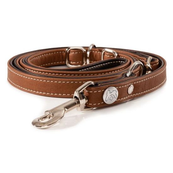 Maelson Ručně šité vodítko z pravé kůže hnědé délka 210 cm, tloušťka 1,8 cm, šířka 18 mm