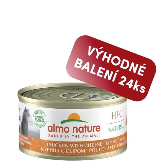 Almo Nature HFC Natural Kuře a sýr 70g výhodné balení 24ks