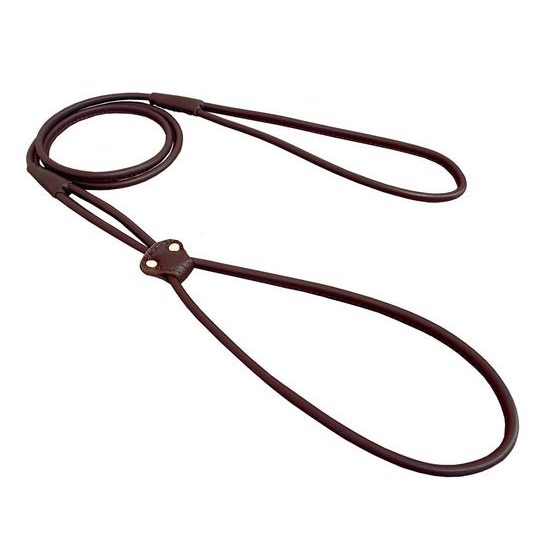 BAFPET Předváděcí vodítko z šité kulaté kůže hnědá