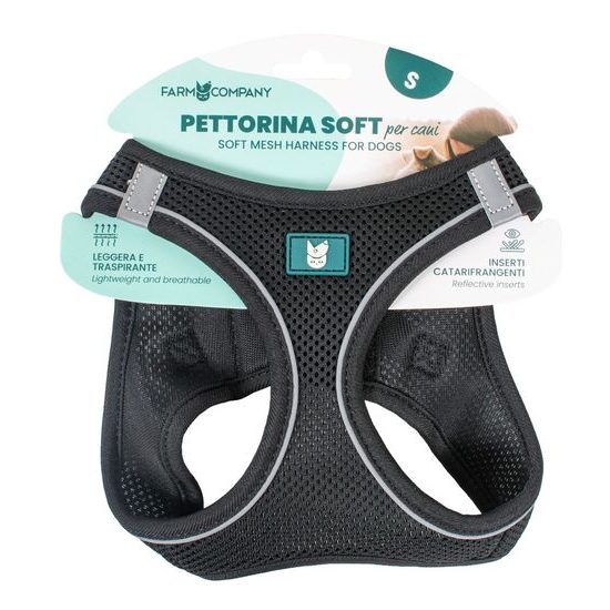 Farm company soft mesh postroj pro psy černý 3XS 24-28cm