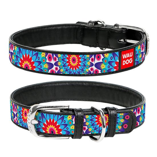 WAUDOG Obojek kožený Flowers