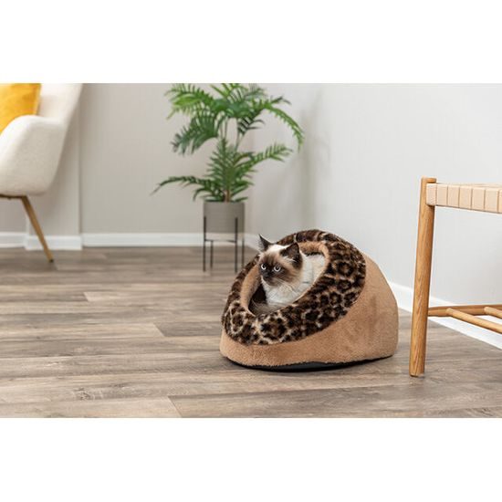 TRIXIE SOFT Edition plyšová kukaň LEO, 35 x 26 x 41 cm, hnědá/leopardí
