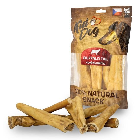 KidDig 100% Natural Snack, hovězí oháňka natural s kůží 12 cm / 200 g