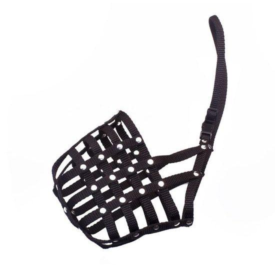 Bafpet Popruhový náhubek pletený Černá