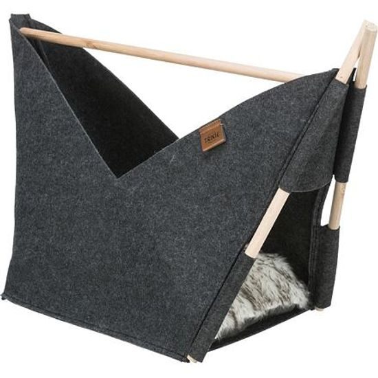 Trixie Jeskyně ELISE s polštářkem 63x 44x 30cm tvar loďka filc antracit