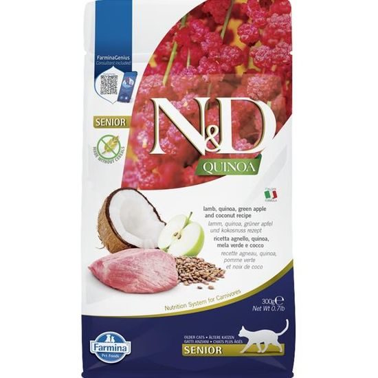 N&D QUINOA Cat GF Senior Lamb Green Apple and Coconut 300 g