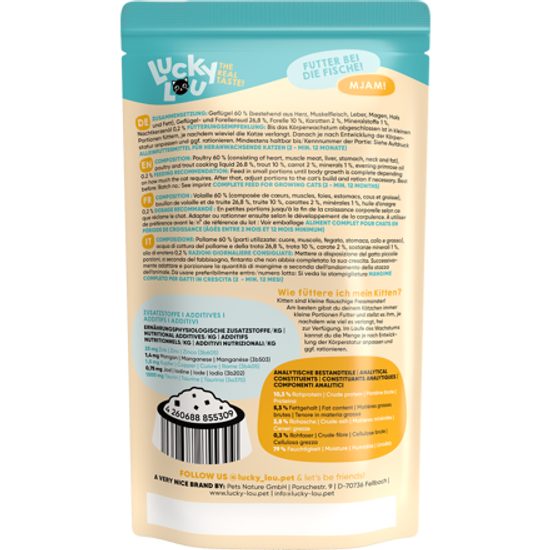 Lucky Lou Lifestage Kitten s drůbežím masem a pstruhem 125 g