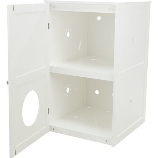 Trixie XL domek na kočičí toaletu 2 poličky MDF 53x90x58cm bílá