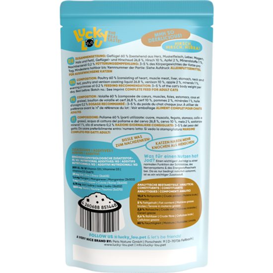 Lucky Lou Lifestage Adult s drůbežím a jelením masem 125 g