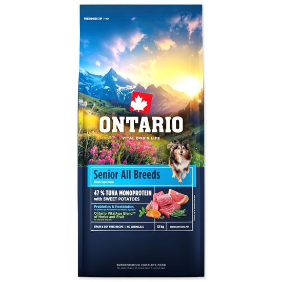 Ontario Krmivo Senior All Breeds Monoprotein Tuna & Sweet Potatoes 12kg