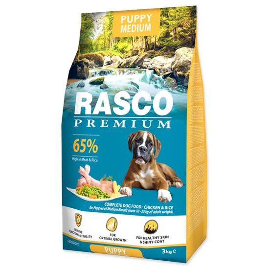 Rasco Premium Krmivo Puppy Medium kuře s rýží 3kg