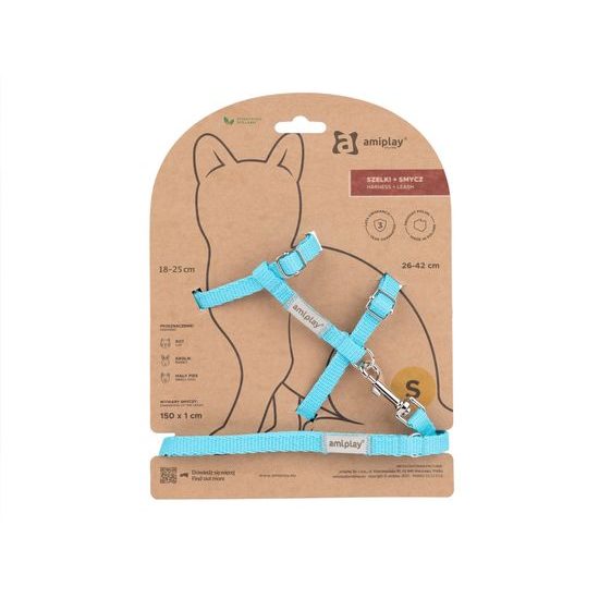 Amiplay Kšíry pro kočku s vodítkem Samba Tyrkysové