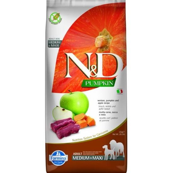 N&D PUMPKIN Dog GF Venison & Apple Adult Medium & Maxi 12 kg
