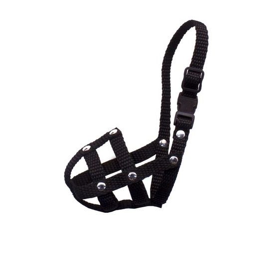 Bafpet Popruhový náhubek pletený Černá