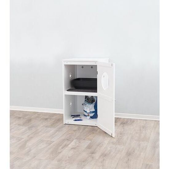 Trixie XL domek na kočičí toaletu 2 poličky MDF 53x90x58cm bílá