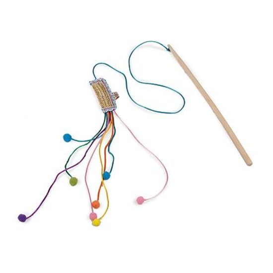 AFP Dřevěná vábnička AFP Whisker Fiesta s hračkou z umělého lýka se šantou