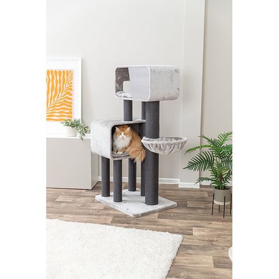 TRIXIE Škrabadlo RAFAEL XXL, 2 x jeskyně, hamaka, 156 cm, šedá