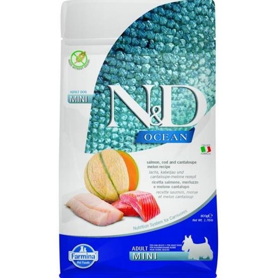N&D OCEAN Dog GF Salmon, Cod & Cantaloupe Melon Adult Mini 800 g