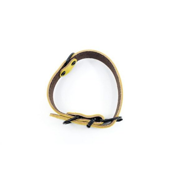 BafPet Kožený obojek ARGUS černé kování žlutá