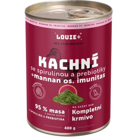 Louie konzerva pro psy kachna, spirululina, prebiotika 400g