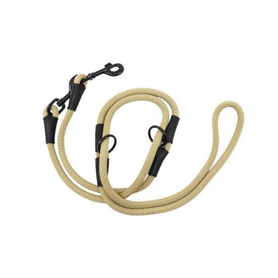 Aminela Vodítko lano s kůží přepínací černé kování béžová