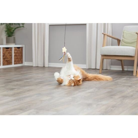 Trixie Hrací prut s plyšovou hvězdou s catnipem rolnička 46 cm plast/plyš